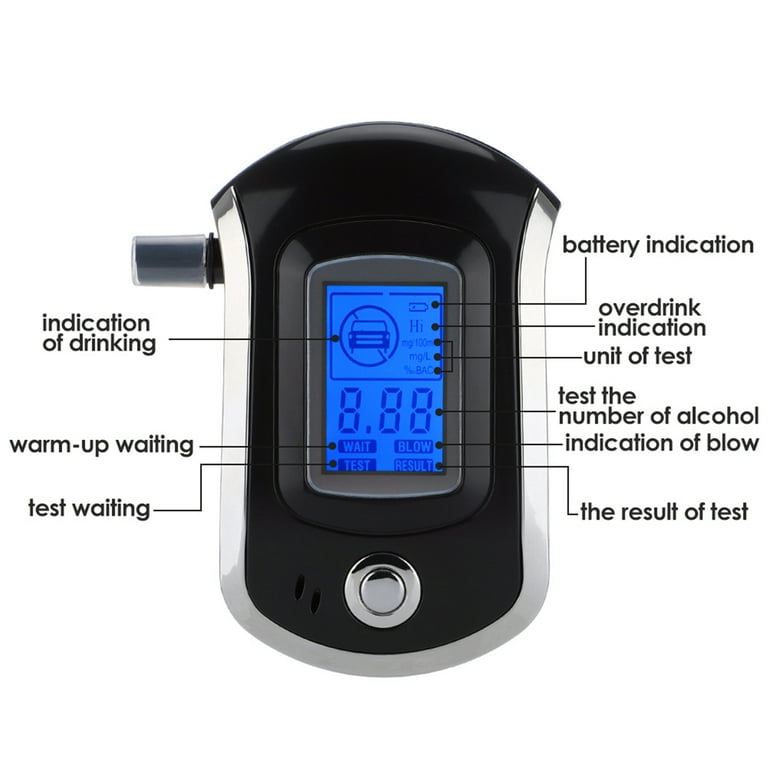 LETIGO Portable Breathalyzer, Professional Alcohol Tester with 5  Mouthpieces, BAC Tester with Digital LCD Display Grade for Personal Home  Use, Black