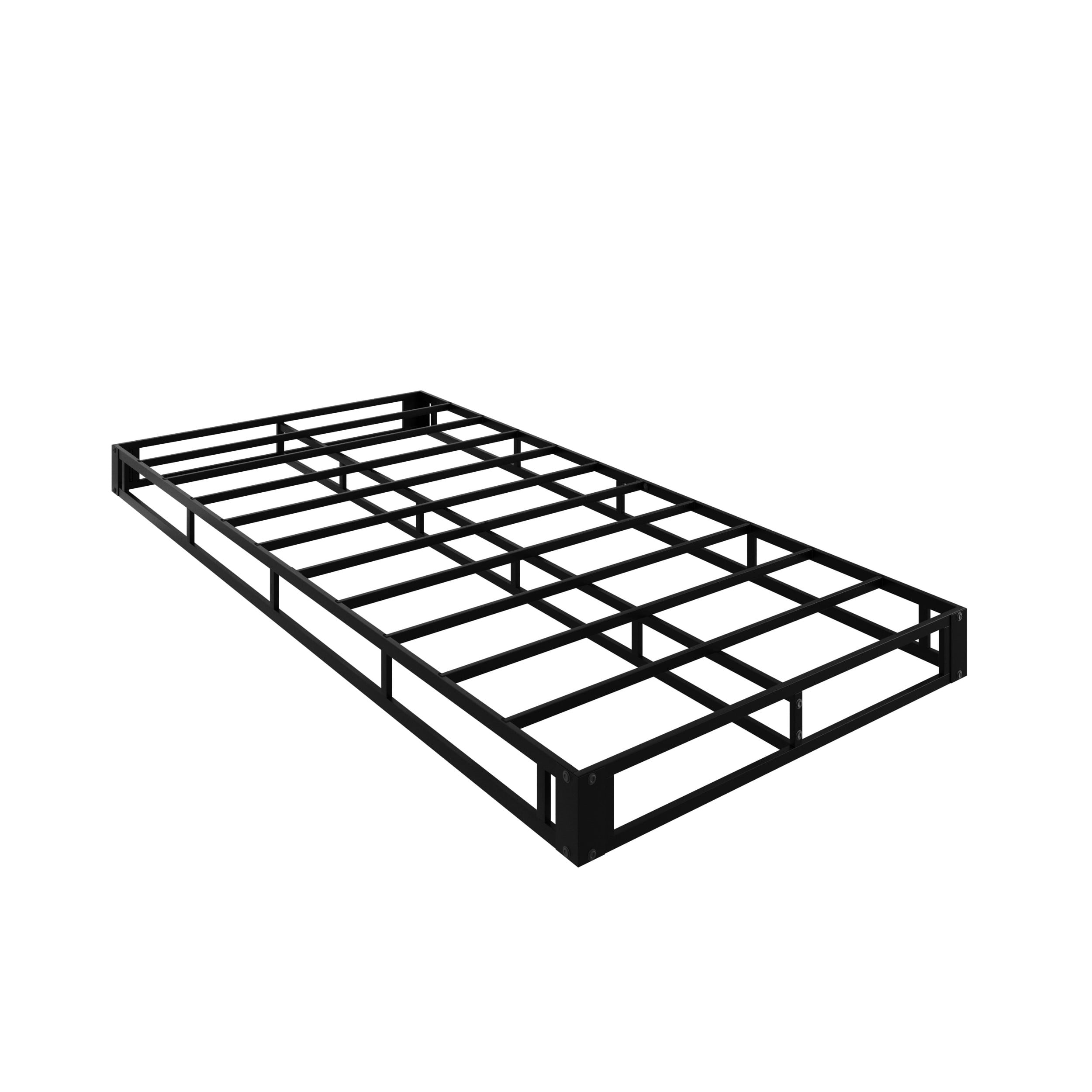 Home Design Walpi Full 5" Metal Box Spring Bed Foundation, Heavy-Duty Steel Support, Warm Gray/Black