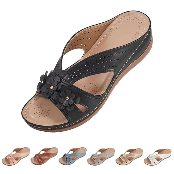 Wedge Platform Sandals for Women Hollow out Open Toe Breathable Slippers Dressy Summer Comfortable Slides Walking Shoes White Size 9