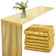 thumbnail image 1 of 6 caminos de mesa de lentejuelas doradas, 12 x 108 pulgadas, camino de mesa rectangular con lentejuelas brillantes, para cumpleaños, bodas, despedidas de soltera, celebraciones, fiestas, 1 of 6