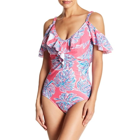 Womens Large Ruffle One-Piece Swimsuit L