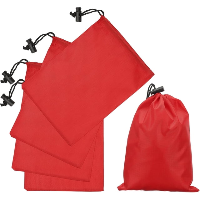 5Pcs 210D Polyester Drawstring Bag with Toggle, 6 x 8 Inch Waterproof Travel Storage Foldable Stuff Sack Cinch for Gym Hiking Yoga Clothes Organizer, Red