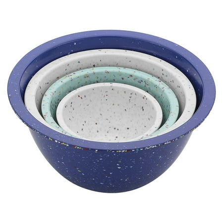 

Zak Designs 4pcs Confetti Mixing Bowl Set Kitchen Bowls Nest for Storage Durable and BPA Free White Blue & Mint