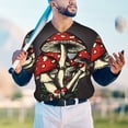thumbnail image 4 of Fotbe Red Mushrooms Baseball Jersey Shirt for Men and Women, Casual Short Sleeves Button Down T-Shirt-Large, 4 of 9