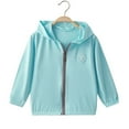 thumbnail image 2 of Sentmoon UPF Protection Shirts for Boys and Girl Long Sleeve Girls Lightweight Jackets Ice Silk Solid Color Hooded Neck Zipper Workout Tops 2025 Summer for Picnic Light Blue 4 Years, 2 of 7