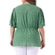thumbnail image 3 of Agnes Orinda Blusa envolvente de peplum de manga corta con cuello en V y lunares para mujer de tallas grandes 4X verde, 3 of 6