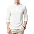 thumbnail image 2 of Chbgutlmr Undershirts for Men Long Sleeve Notch Neck Quarter Button T-Shirts Casual Fall Comfy Plain Shirts, 2 of 5