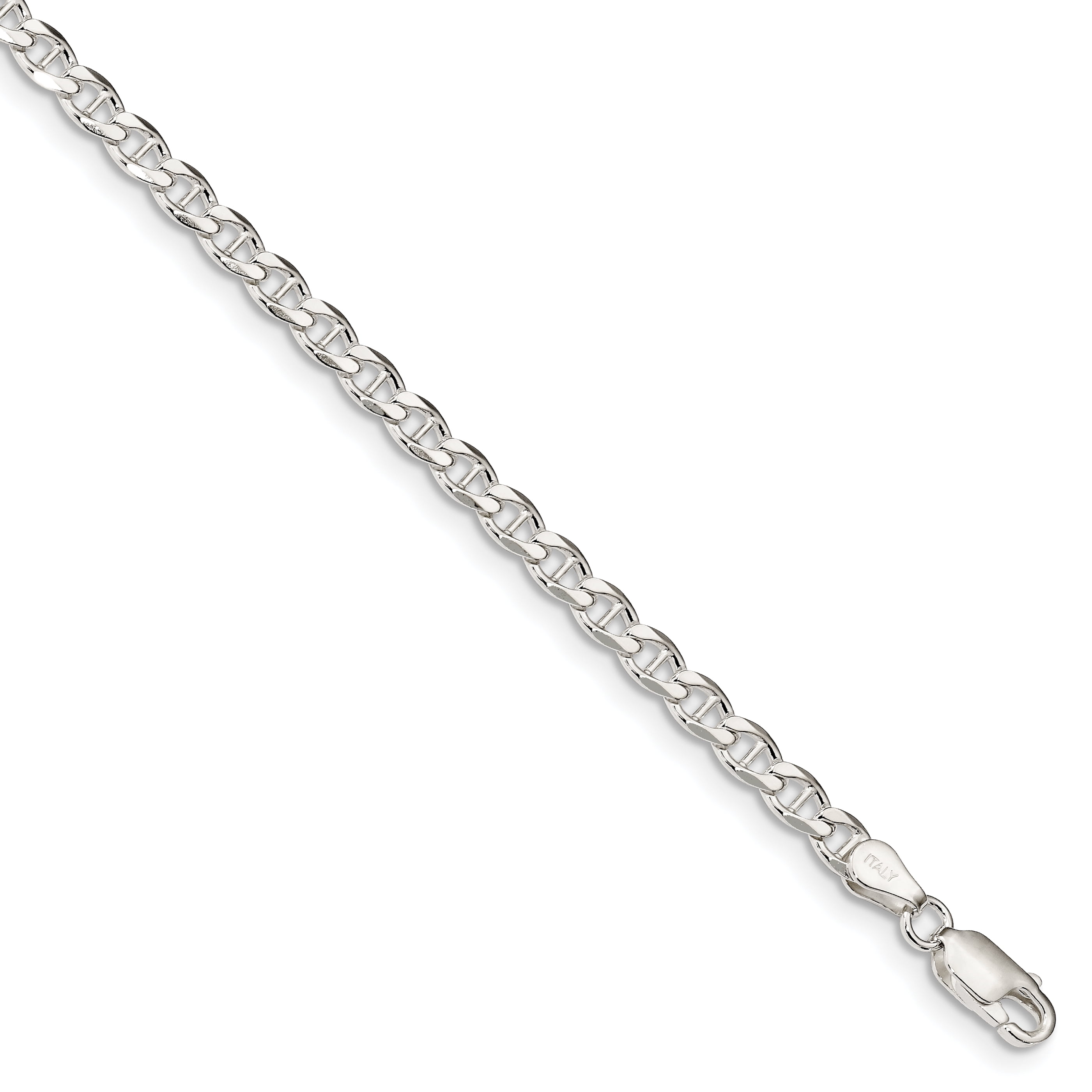 925 Sterling Silver 4.15mm Flat Cuban Link Anchor Bracelet Chain 8 Inch