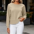 thumbnail image 2 of Horkkom Sweatshirt for Women Long Sleeve Crewneck Pullover Sweatshirts Casual Solid Color Cropped Sweatshirts M, 2 of 8