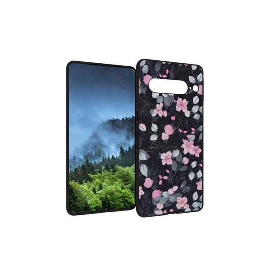 Compatible with Google Pixel 7 Pro Phone Case, Pink-Flowers-4 Case Men Women, Flexible Silicone Shockproof Case for Google Pixel 7 Pro
