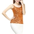 thumbnail image 3 of Feancey Slim Fit Cami Tops for Women Sequin Strappy Tank Tops Sparkly Sleeveless Spaghetti Strap Camisole Spring Going Out Glitter Top Orange Free Size, 3 of 6