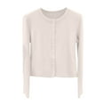 thumbnail image 5 of Cardigan Sweaters for Women 2025 Fall Long Sleeve Crewneck Button Down Plain Knit Cardigan Sweaters Blouse Top, 5 of 6