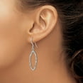 thumbnail image 3 of Solid Sterling Silver Rhodium-plated Diamond Cut Shepherd Hook Dangle Earrings - 43mm, 3 of 6