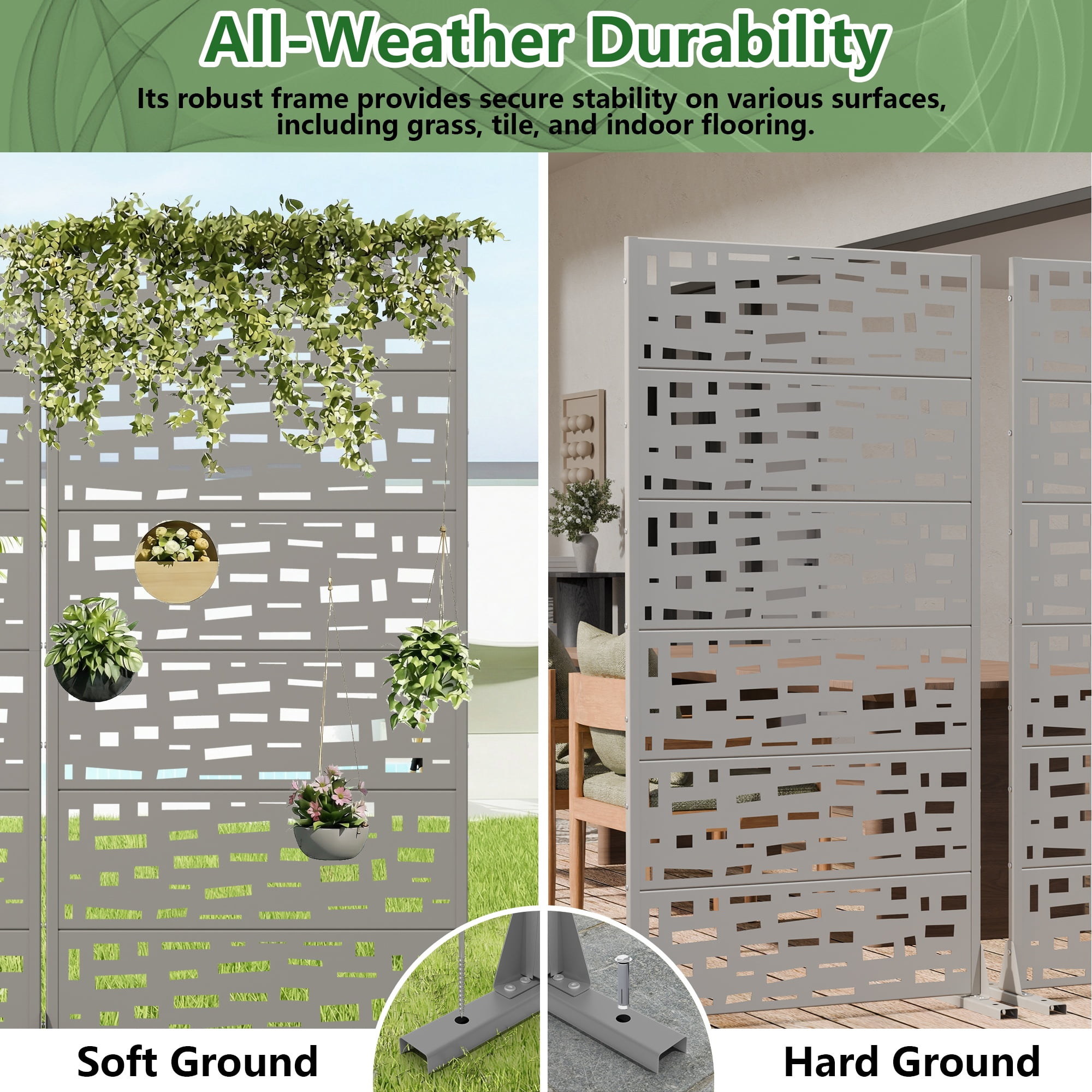 Privacy Metal Screen Fence Panel Horizontal Stripe Pattern