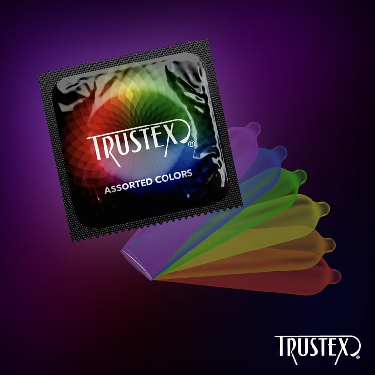 Trustex Assorted Colors Condoms, Latex Lubricated Colored Condoms, Bag of 96 Trustex Assorted Colors Condoms, Latex Lubricated Colored Condoms, Bag of 96
