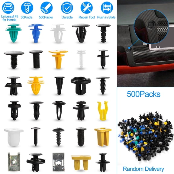 500Pcs Mixed Auto Car Fastener Clip Bumper Fender Trim Plastic Rivet Door Panel
