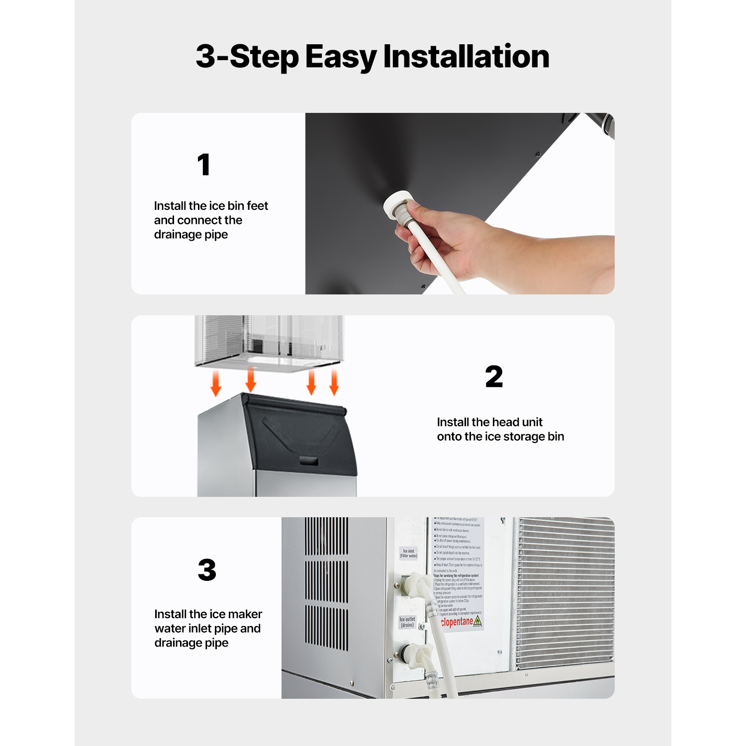 KFFKFF Commercial Ice Storage Bin, 300 LBS Capacity, Stainless Steel Ice Bin with Adjustable Non-Slip Rubber Feet, Ideal for Restaurants, Hotels, and Beverage Shops