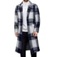 thumbnail image 1 of Kalauyu Men's Casual Notched Collar Plaid Single Breasted Wool Blend Formal Trench Top Coat, 1 of 5