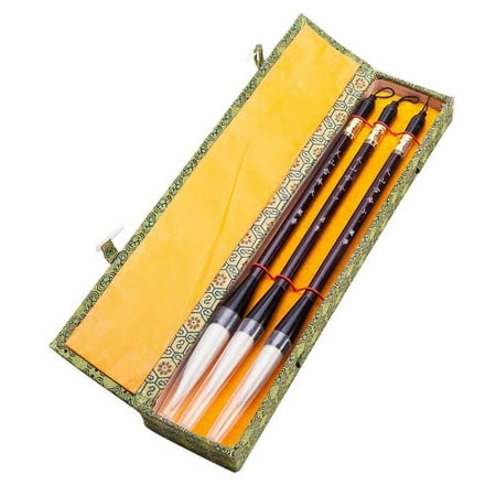 - Chinese Calligraphy Japanese Sumi Drawing Brush Hu Pen Yang Hao (Goat Hair) 3 Pcs Gift Set