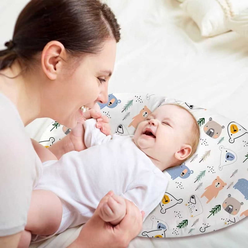 Bimocosy Nursing Pillow for Baby Boys Girls, Breastfeeding Pillows, Baby Support Pillow for Nursing, Bottle Feeding, Tummy Time with Machine Washable Cover & Breathable Filling (Bear)