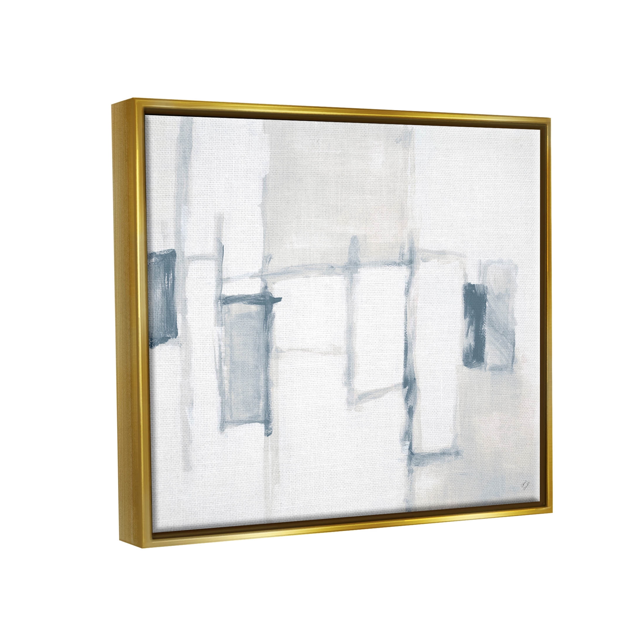 Stupell Industries Soft Modern Geometric Arrangement Painting Metallic Gold Floating Framed Canvas Print Wall Art, Design by Lanie Loreth