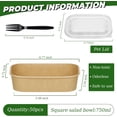 thumbnail image 3 of SITIEDAN 50-Count 25oz Kraft Paper Rectangular Disposable Paper Bowls, Disposable Food Containers with Lids and Forks, Bowls with Lids for Salad, 3 of 9