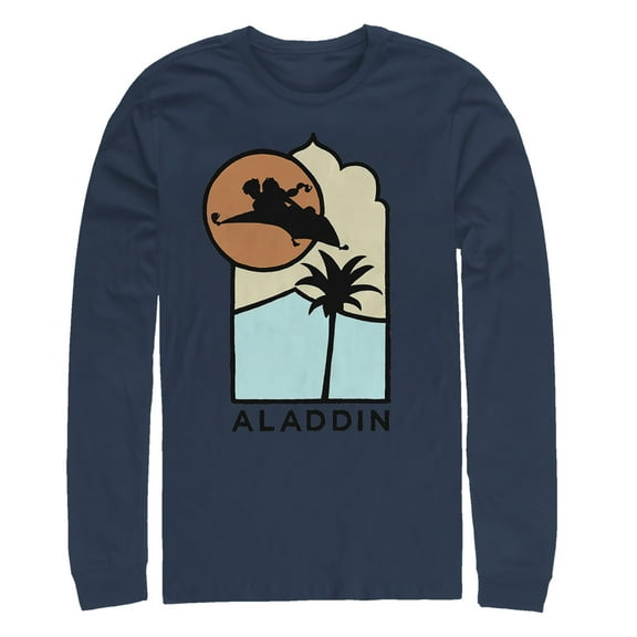 Men's Aladdin Block Carpet Ride  Long Sleeve Shirt Navy Blue Large