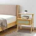 thumbnail image 4 of Wildnix Rattan Nightstand with Large Drawer and Open Shelf, Bamboo Frame, Natural Finish, Spacious Top for Books, Lamps, and Decor, Ideal for Bedroom, 4 of 6