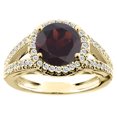 thumbnail image 1 of 14K Yellow Gold Natural Garnet Ring Round 8mm Diamond Accent, size 5, 1 of 4
