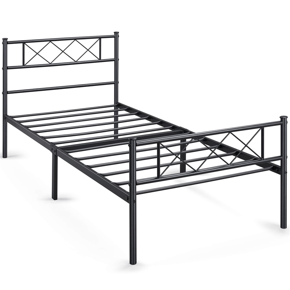 Topeakmart Simple Metal Twin Bed Frame Slatted Bed Base ...