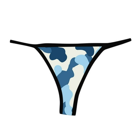 

WZHKSN Lady Print Panties Black Underwear Thongs 1-Pack