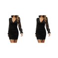 thumbnail image 1 of Qarigey Primavera otoño mujer vestido de manga larga poliéster transpirable estilo Casual cuello en V vestidos de Color sólido regalo de Negro S 2Conjunto, 1 of 6