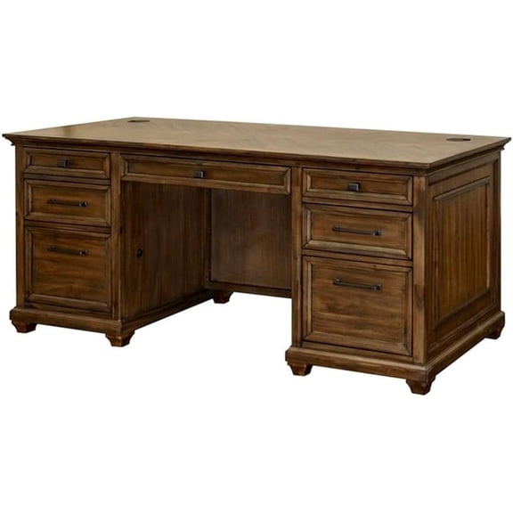 Traditional Wood Double Pedestal Executive Desk, Writing Table, Office Desk, Fully Assembled, kklfec