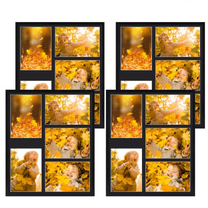 5 Openings 5x7 Picture Frame Collage 4 Pack, 12x15 Black Poster Frame set of 4, Display Family Wedding Photos Horizontal or Vertical on The Wall