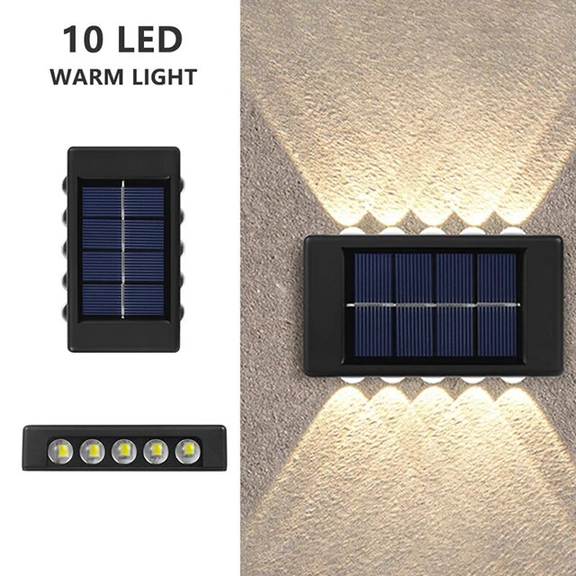 Luz Solar para exteriores, lámpara LED de pared alimentada por luz Solar, impermeable, iluminación hacia arriba y hacia abajo para Patio, calle, balcón, decoración de vallas