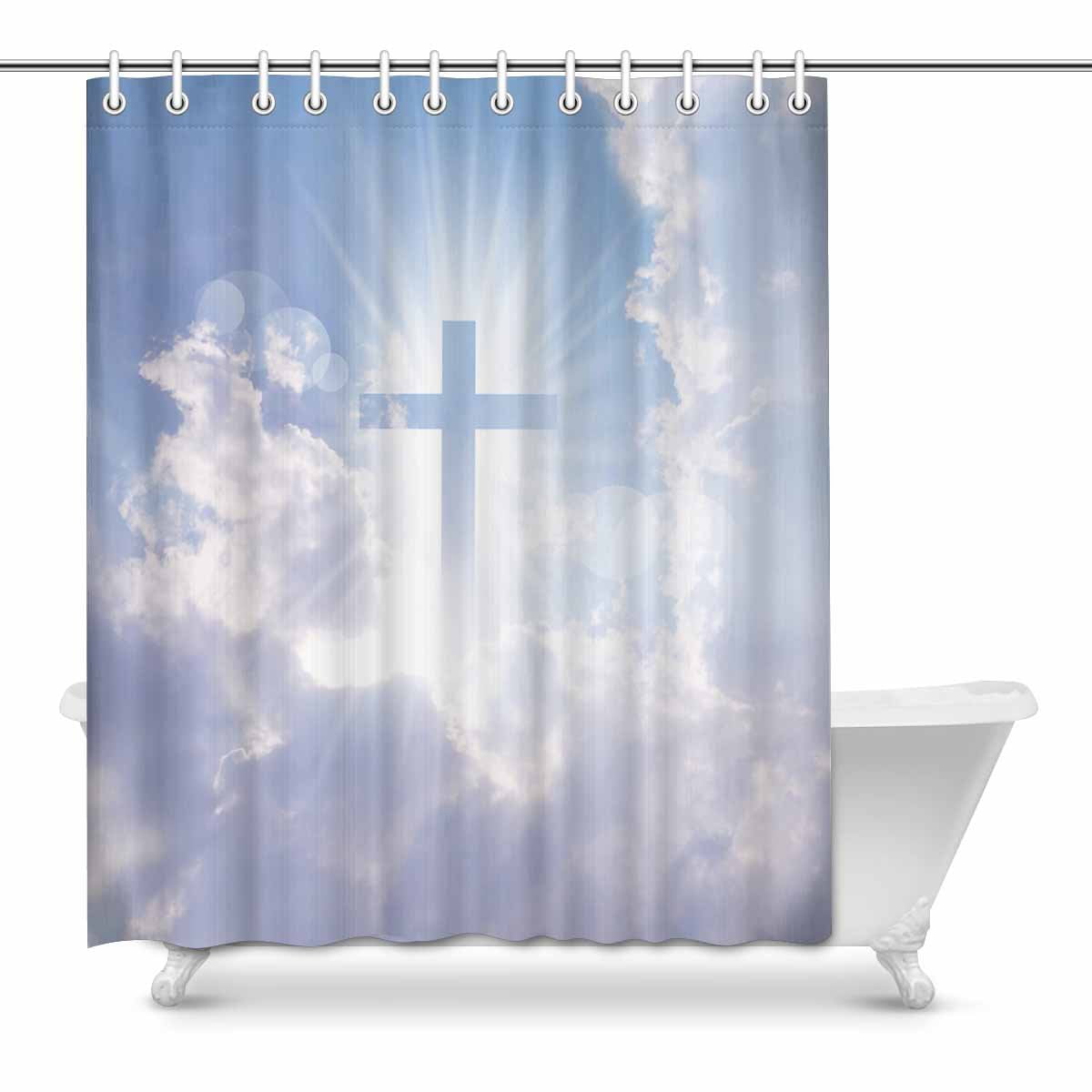 Three Kings Jesus Bath Accessory Sets Waterproof Fabric Shower Curtain Hooks 72" 