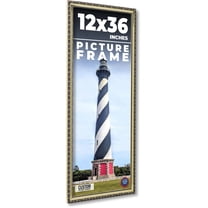 12x36 Frame Silver Solid Wood Picture Frame Width 1.125 Inches | Interior Frame Depth 0.375 Inches