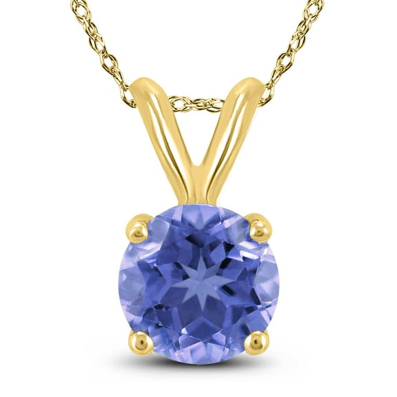 SZUL Women's 14K Yellow Gold 5MM Round Tanzanite Pendant