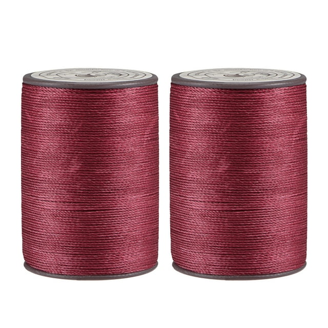 Unique Bargains 2 Pack Thin Waxed Thread 137 Yards 0.55mm Polyester String Cord for Machine Sewing Hand Quilting Weaving, Maroon