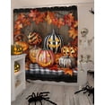 thumbnail image 4 of Halloween Shower Curtain Set ，Waterproof Fabric Shower Curtains Retro Watercolor Yellow Pumpkin Maple Leaf Shower Curtains for Bathroom,Bathroom Decor 72"x72", 4 of 6