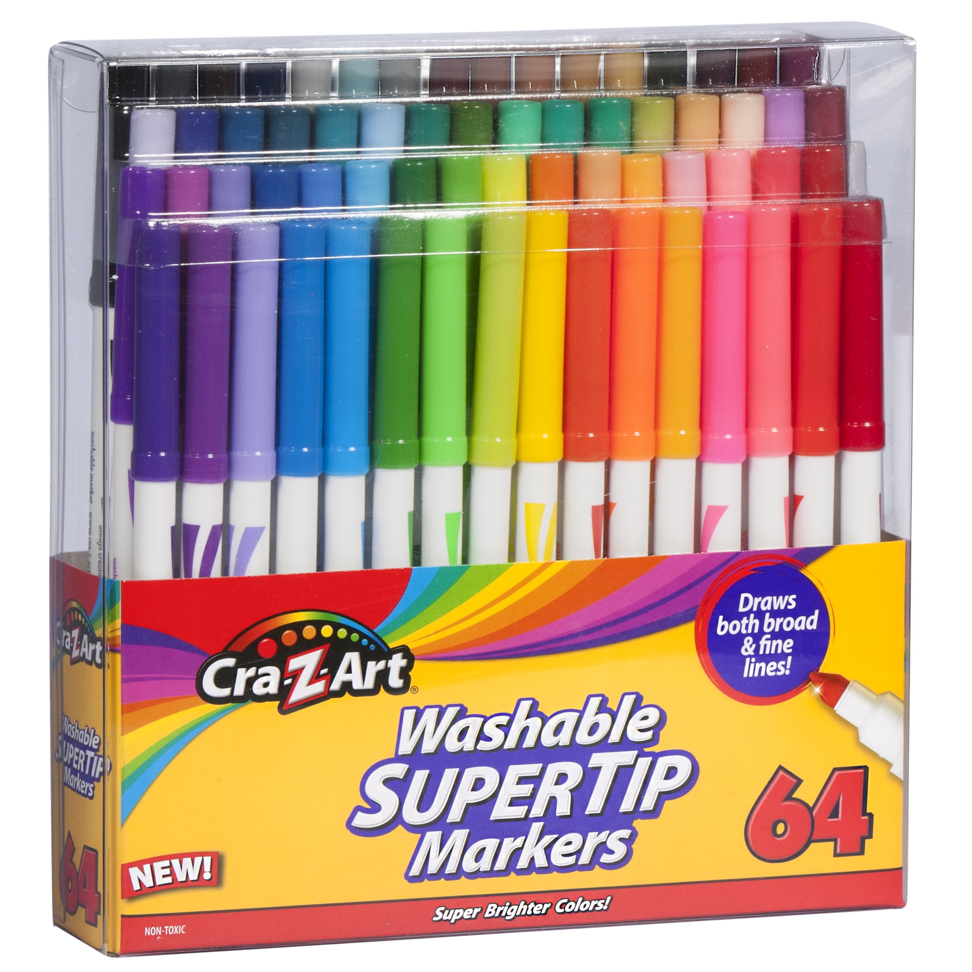 Cra-Z-Art Washable SuperTip School Markers – 64 Count – Walmart ...