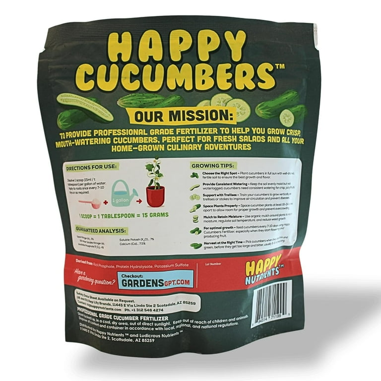 Happy Cucumber Fertilizer Organic Premium Fertilizer for Cucumbers,  Zucchini, Pumpkins, Squash & Melons  Fast-Acting, Nutrient-Rich Cucumber  Plant Food for Strong Growth & High Yields  12 oz - Walmart.com