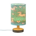 thumbnail image 2 of WOBOGO A Pattern with Cute Cartoon Unicorns Bedroom Table Lamp USB Power Connector Wooden Base Round Linen Shade For Living Room Desk, 2 of 7
