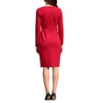 thumbnail image 3 of INSPIRE CHIC Women's Work Pencil Dress Long Sleeve Asymmetrical Neck Bodycon Business Cocktail Dresses L Red, 3 of 5