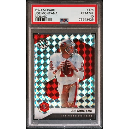 Joe Montana 2021 Panini Mosaic Silver Prizm Football Card #174 Graded PSA 10
