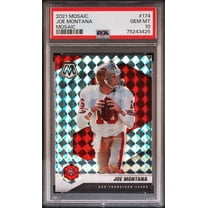 Joe Montana 2021 Panini Mosaic Silver Prizm Football Card #174 Graded PSA 10
