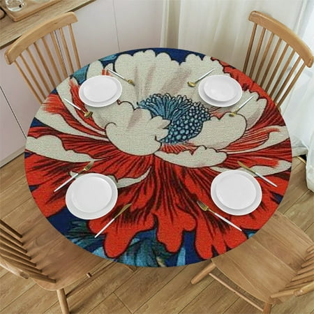 

Patifu Flower Background Arts Round Tablecloth Stain-Resistant Washable Indoor Outdoor Tablecloth Waterproof Home Decor 38 -42