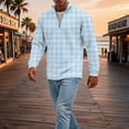 thumbnail image 4 of Men's Plaid Waffle Knit Sweatshirt Quarter Zip Pullover Stand Collar Long Sleeve Loose Fit Casual Sweatshirt For Fall Winter Daily Wear, XL, 4 of 7