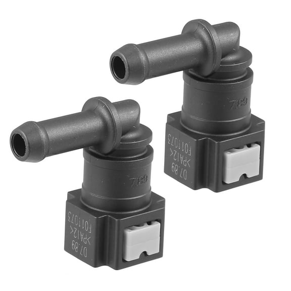 2pcs Fuel Line Quick Connect 90 Degree Push-On Single Barb Fuel Hose Adapter Connector for 5/16 to 5/16 Rubber Tube