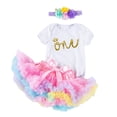 thumbnail image 2 of Tiijoy Baby Girls Birthday Party Short Sleeve Romper Tutu Skirt Headband Set, Sizes 0-24 Months, 2 of 4